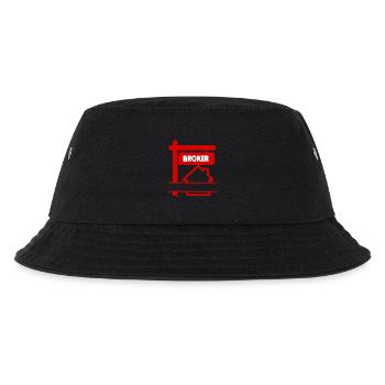 Broker-Logo rot mit Text BROKER - Kinder Bucket Hat - Schwarz - Vorne
