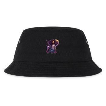Lebendige Afro-Style Fußballerin - Kinder Bucket Hat - Schwarz - Vorne