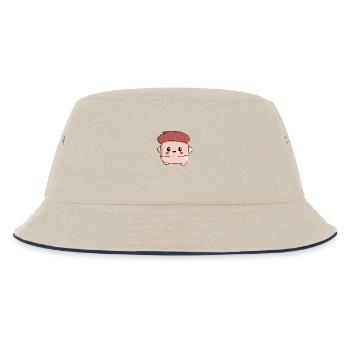 Kawaii Daumen Mensch mit roten Haaren Design - Kinder Bucket Hat - Natur/Navy - Vorne