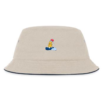 Bleistift Snowboarder Snowboard - Kinder Bucket Hat - Natur/Navy - Vorne