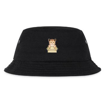 Katze Karton - Kinder Bucket Hat - Schwarz - Vorne
