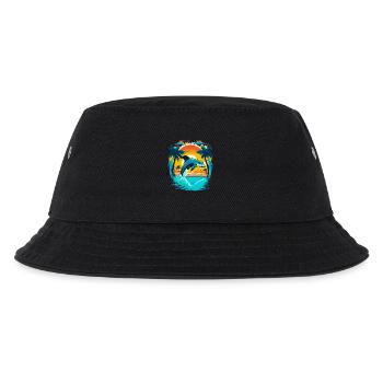 Springender Delphin im Sonnenuntergang - Kinder Bucket Hat - Schwarz - Vorne