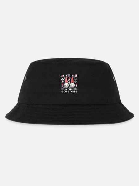 Frohe Weihnachten Gnomes Strickmuster Optik - Kinder Bucket Hat - Schwarz