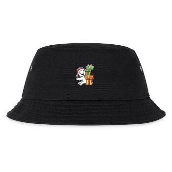 Eisbär mit Weihnachtsmütze und Weihnachtsgeschenk - Kinder Bucket Hat - Schwarz - Vorne