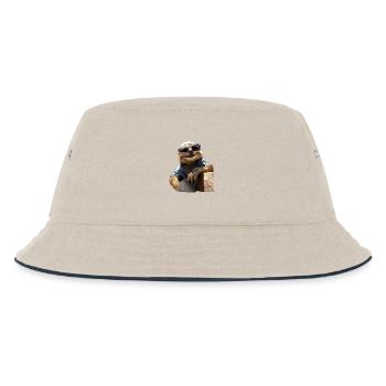 Faultier Morgenmuffel Faulenzer Süße Faultiere - Kinder Bucket Hat - Natur/Navy - Vorne