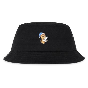 Erdmännchen mit Kissen und Schlafmütze - Kinder Bucket Hat - Schwarz - Vorne