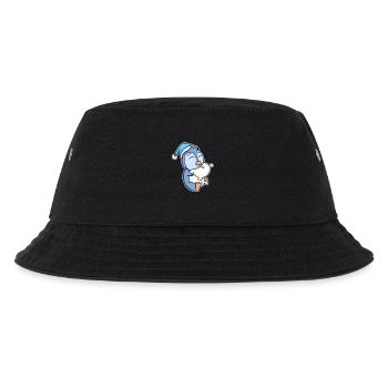Pinguin mit Kissen und Schlafmütze - Kinder Bucket Hat - Schwarz - Vorne
