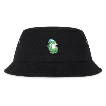Schlange mit Kissen und Schlafmütze - Kinder Bucket Hat - Schwarz - Vorne