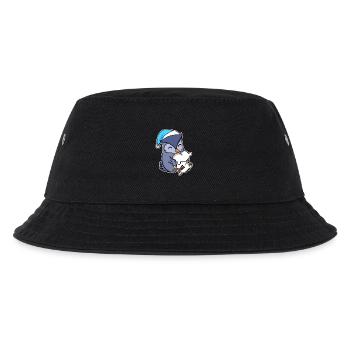 Eule mit Kissen und Schlafmütze - Kinder Bucket Hat - Schwarz - Vorne