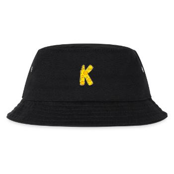 Buchstabe K - Anfangsbuchstabe K - Käse Motiv - Kinder Bucket Hat - Schwarz - Vorne