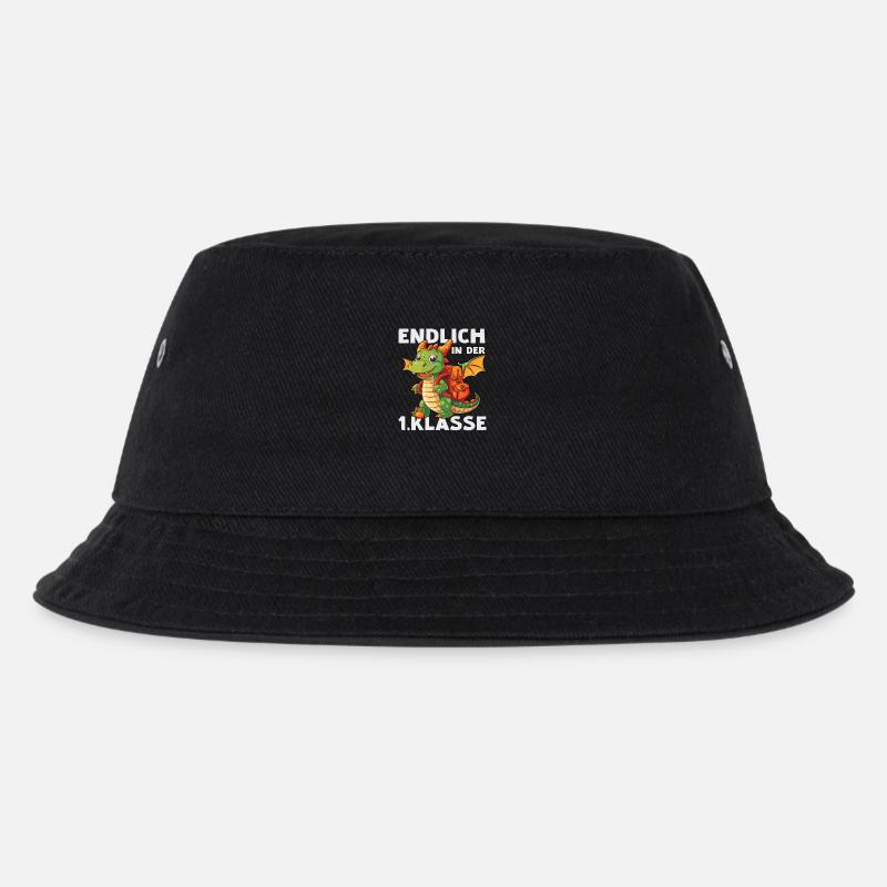 Drache 1 Klasse Einschulung Schule Drachen Spruch - Kinder Bucket Hat - Schwarz