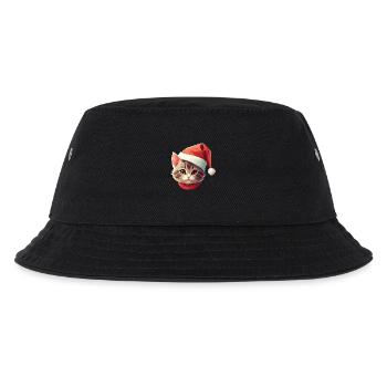 Katzengesicht Weihnachtsmann Nikolaus Katze Xmas - Kinder Bucket Hat - Schwarz - Vorne