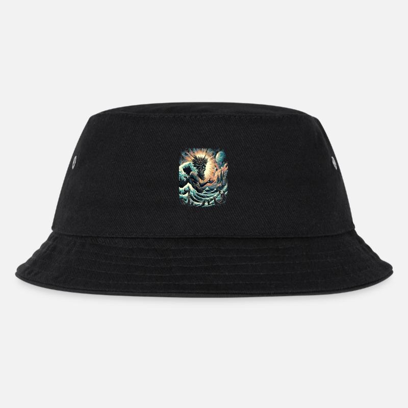 Poseidon's Great Wave off Kanagawa - Kids’ Bucket Hat - black