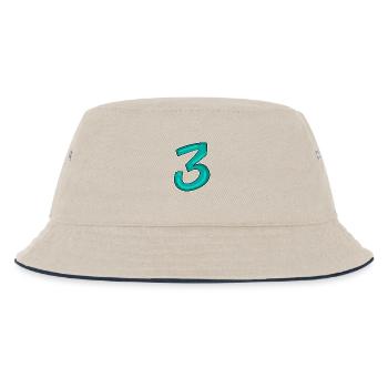 3 - Drei - Dritter - Kinder Bucket Hat - Natur/Navy - Vorne