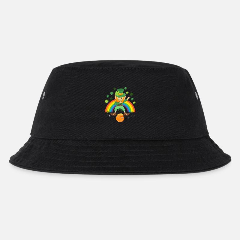 Dabbing Kobold Goldtopf Kleeblatt ST. Patricks Day - Kinder Bucket Hat - Schwarz