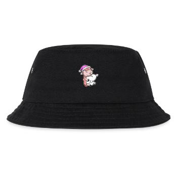 Schaf Müde Ausschlafen Schlafen Mädchen - Kinder Bucket Hat - Schwarz - Vorne