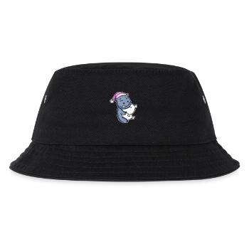 Nilpferd Müde Ausschlafen Schlafen Mädchen - Kinder Bucket Hat - Schwarz - Vorne
