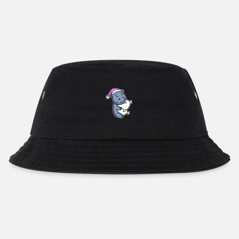Nilpferd Müde Ausschlafen Schlafen Mädchen - Kinder Bucket Hat - Schwarz