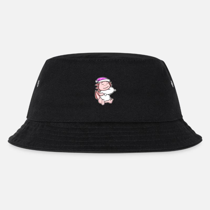 Axolotl Müde Ausschlafen Schlafen Mädchen - Kinder Bucket Hat - Schwarz