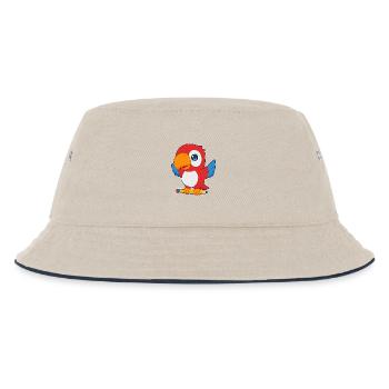 Papagei Schüler Bleistift Schule - Kinder Bucket Hat - Natur/Navy - Vorne
