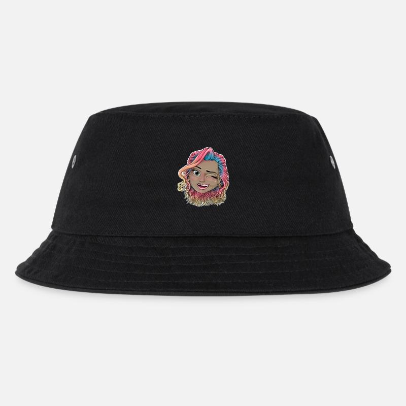 Lebendige zwinkernde Illustration - Kinder Bucket Hat - Schwarz