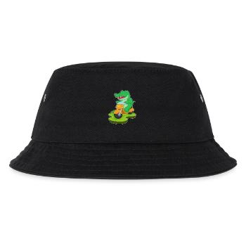 Krokodil Motorroller - Kinder Bucket Hat - Schwarz - Vorne