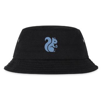 Minimalistische Eichhörnchen Silhouette mit Nuss - Kinder Bucket Hat - Schwarz - Vorne
