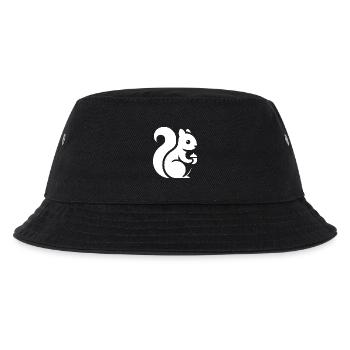 Minimalistische Eichhörnchen Silhouette mit Nuss - Kinder Bucket Hat - Schwarz - Vorne