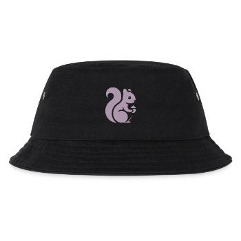 Minimalistische Eichhörnchen Silhouette mit Nuss - Kinder Bucket Hat - Schwarz - Vorne