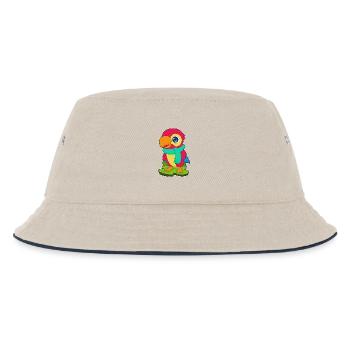 Papagei Winter Schal - Kinder Bucket Hat - Natur/Navy - Vorne