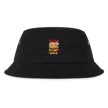 Japan Hamburger Katze Neko - Kinder Bucket Hat - Schwarz - Vorne