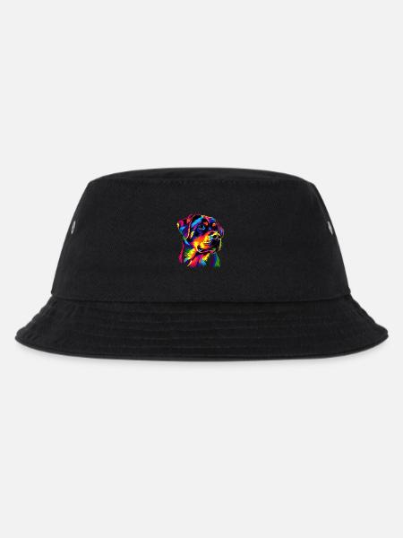 Rottweiler Hund Bunte Farben Pop Art Stolz Hunde - Kinder Bucket Hat - Schwarz