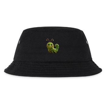 Raupe Lustige Larve Geschenk Süße Grüne Raupe - Kinder Bucket Hat - Schwarz - Vorne