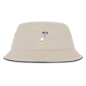 Moin Möwe Stiefel Sprechblase Frauen Gummistiefel - Kinder Bucket Hat - Natur/Navy - Vorne