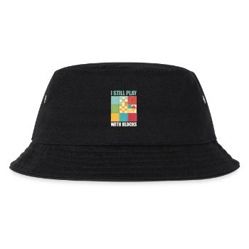 Lustiges Quilten, ich spiele immer noch mit Blocks Quilt - Kinder Bucket Hat - Schwarz - Vorne