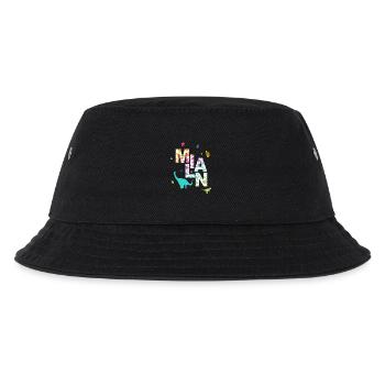 MILAN - Schöner Jungen Name mit Dinosaurier - Kinder Bucket Hat - Schwarz - Vorne