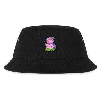 Pig Witch Broom - Kids’ Bucket Hat - black - Front