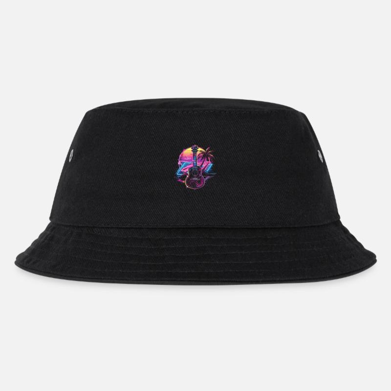 Ukulele Retrowave - Kinder Bucket Hat - Schwarz