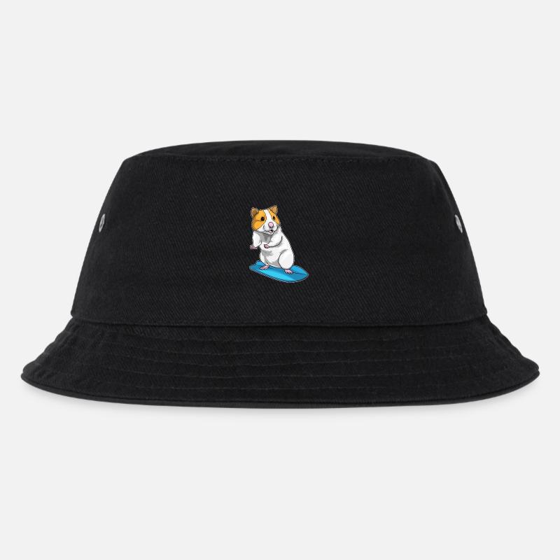 Hamster Surfer Surfbrett - Kinder Bucket Hat - Schwarz