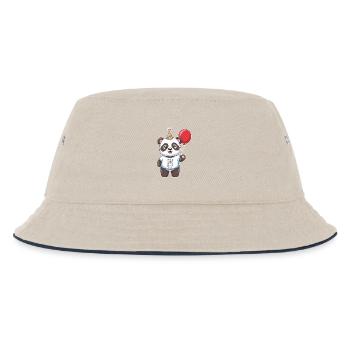 Fünfter Geburtstag Panda Partyhut Ballon - Kinder Bucket Hat - Natur/Navy - Vorne
