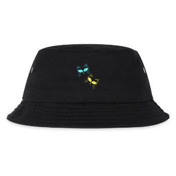 Katze Katzen Kätzchen Katzengesicht 80er 90er - Kinder Bucket Hat - Schwarz - Vorne