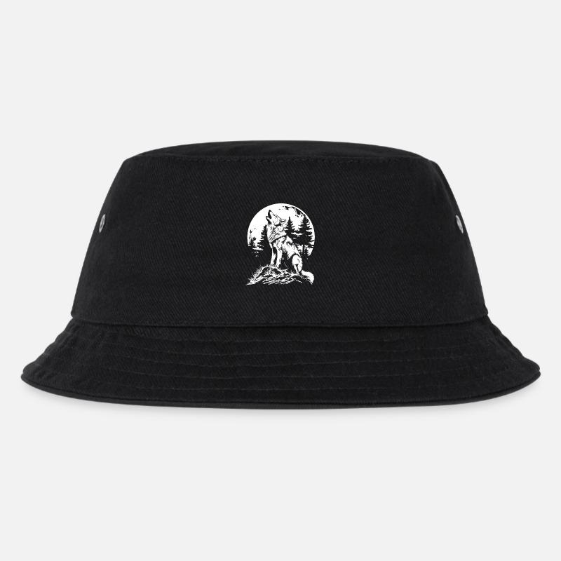 Wolf Moon Forest - Kids’ Bucket Hat - black