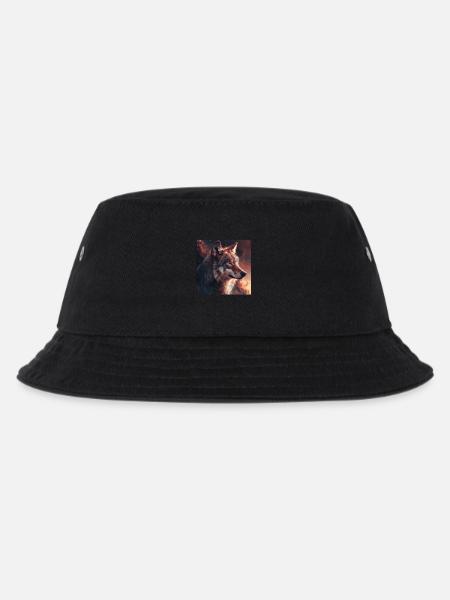 Wolf - Kinder Bucket Hat - Schwarz