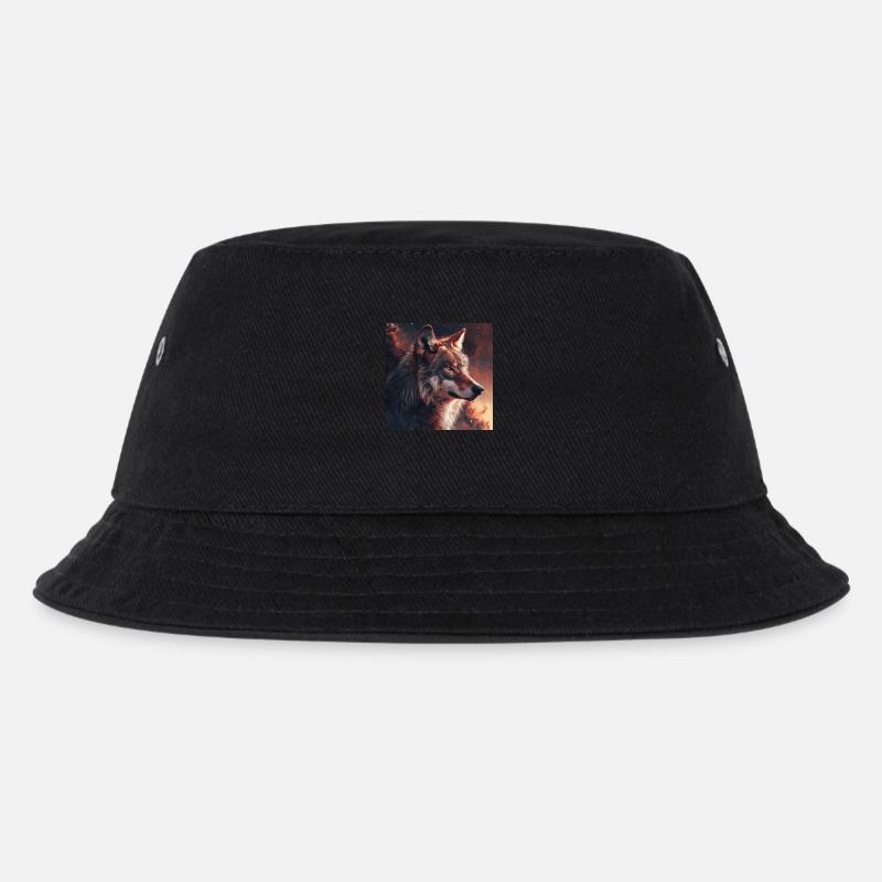 Wolf - Kinder Bucket Hat - Schwarz