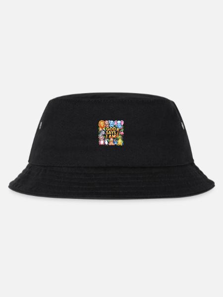 God Says I Am Niedliche Tiere für Kinder - Kinder Bucket Hat - Schwarz
