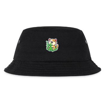 Cute Ginger Cat eating green grass - Kids’ Bucket Hat - black - Front