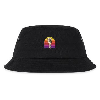 Vintage Mikrofon Retro Sonnenuntergang Karaoke - Kinder Bucket Hat - Schwarz - Vorne