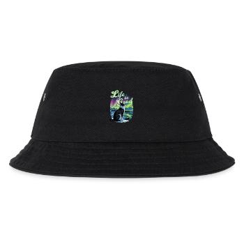 Das Leben ist gut Nordlicht Katze Life is Good - Kinder Bucket Hat - Schwarz - Vorne