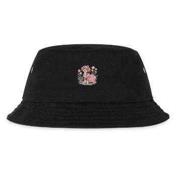 Cottagecore Dog with Flowers and Dress - Kids’ Bucket Hat - black - Front