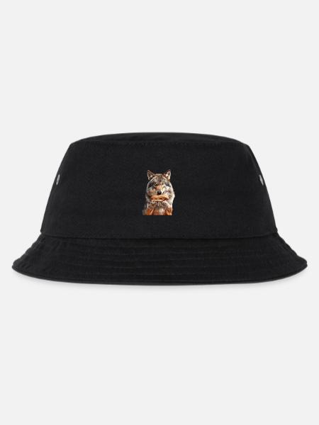 Wolf - Kinder Bucket Hat - Schwarz